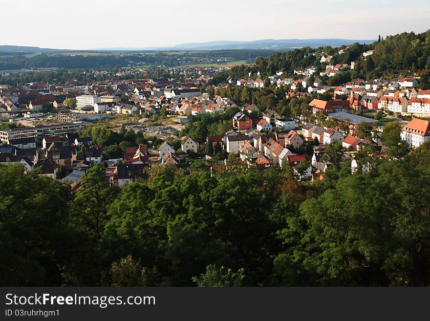 The Bavarian City Schwandorf, Foto was taken from the Tower of the Kreuzberg Church. The Bavarian City Schwandorf, Foto was taken from the Tower of the Kreuzberg Church