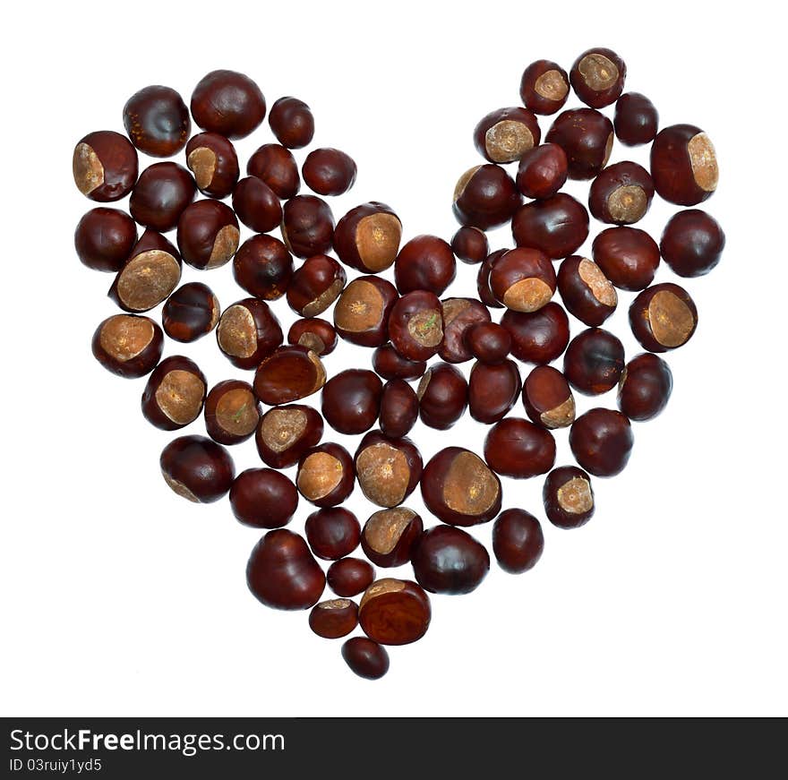 Heart From Chestnuts Isolated