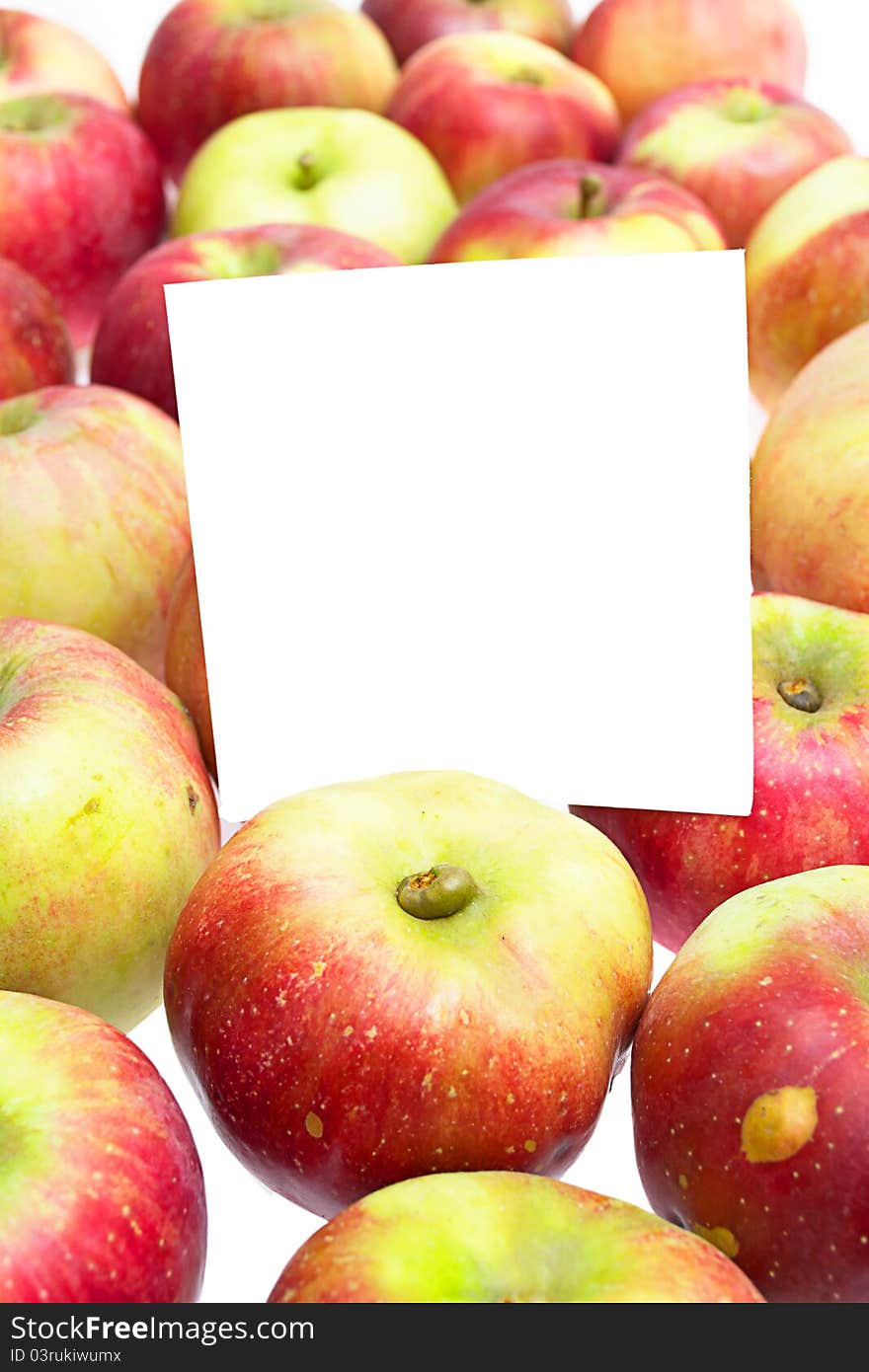 Apples  background with white blank