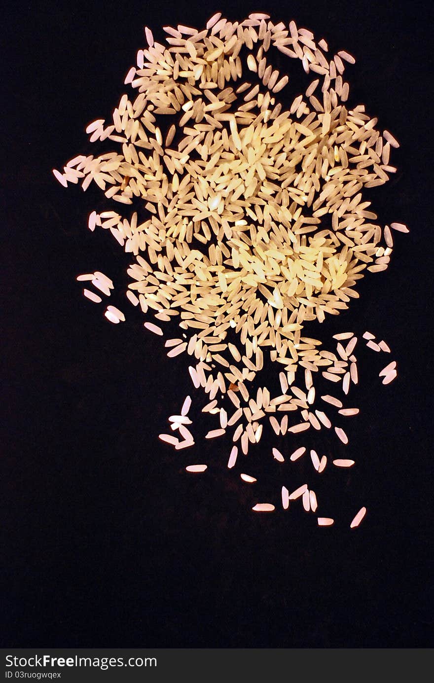 Rice On Black Fabric