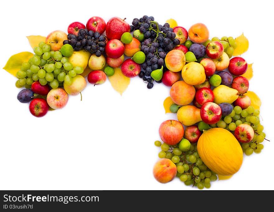 Fresh fruit on white background