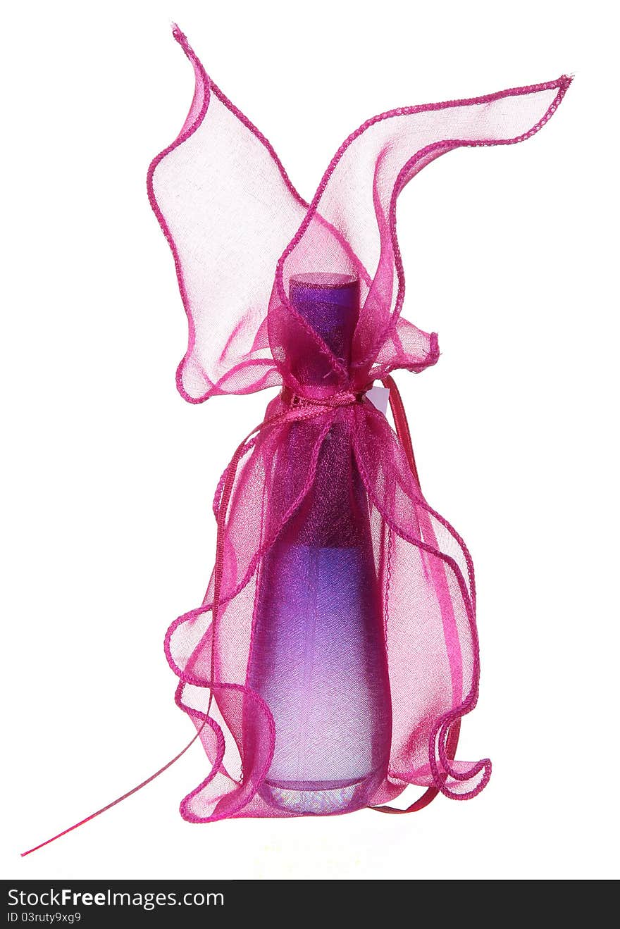 Perfume bottle in a gift sack