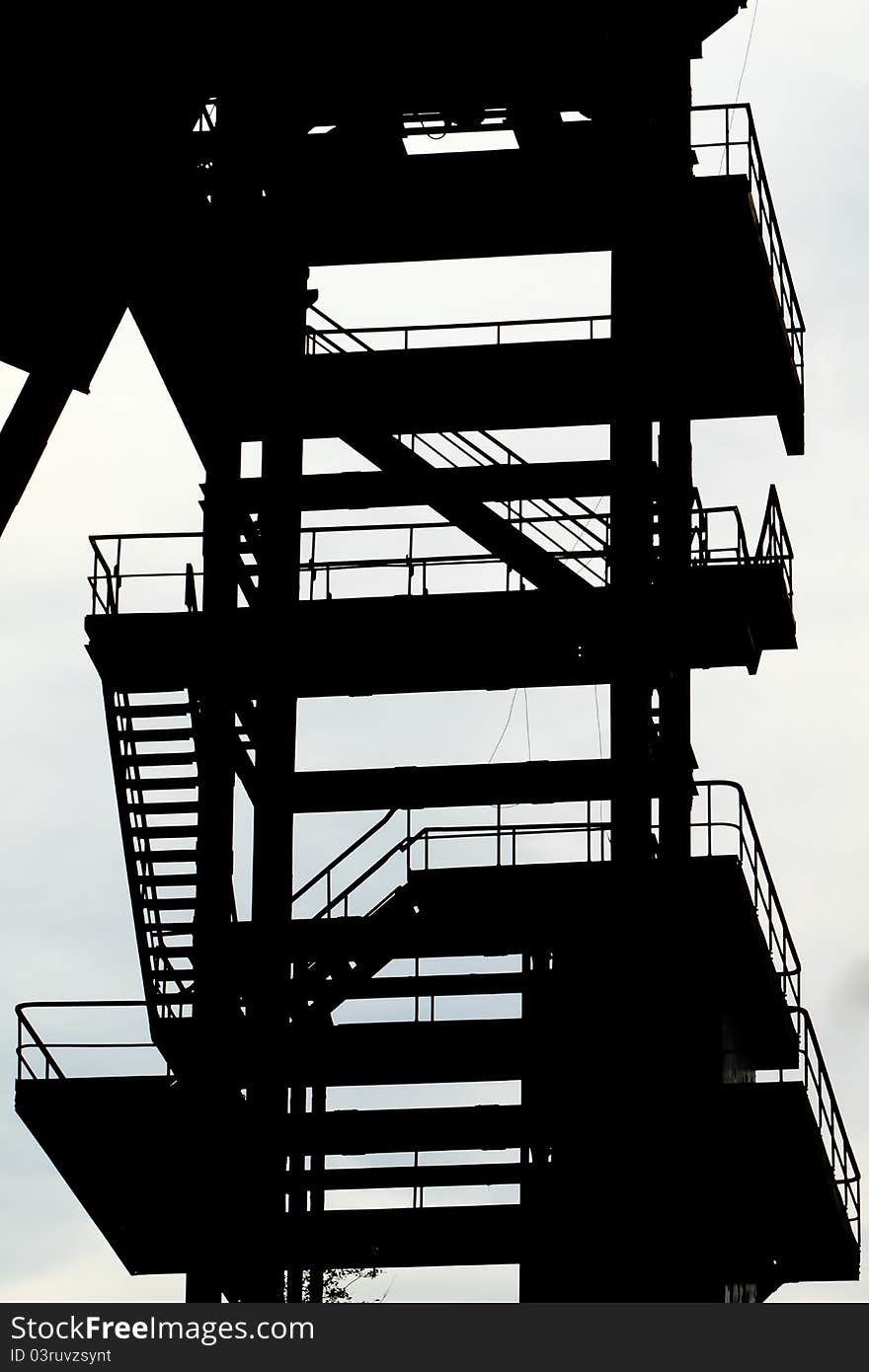 Derelict coal mining tower. silouette