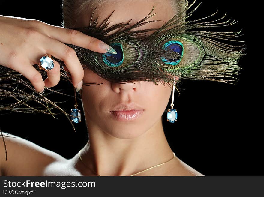 Beautiful girl with blue eyes and decorations