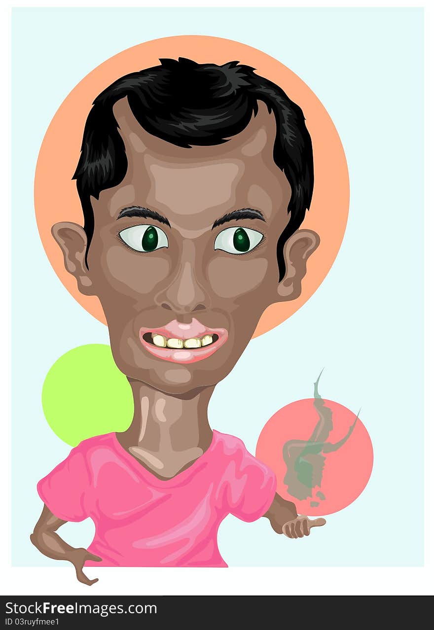 Illustration of man wearing pink shirt smiling. Illustration of man wearing pink shirt smiling