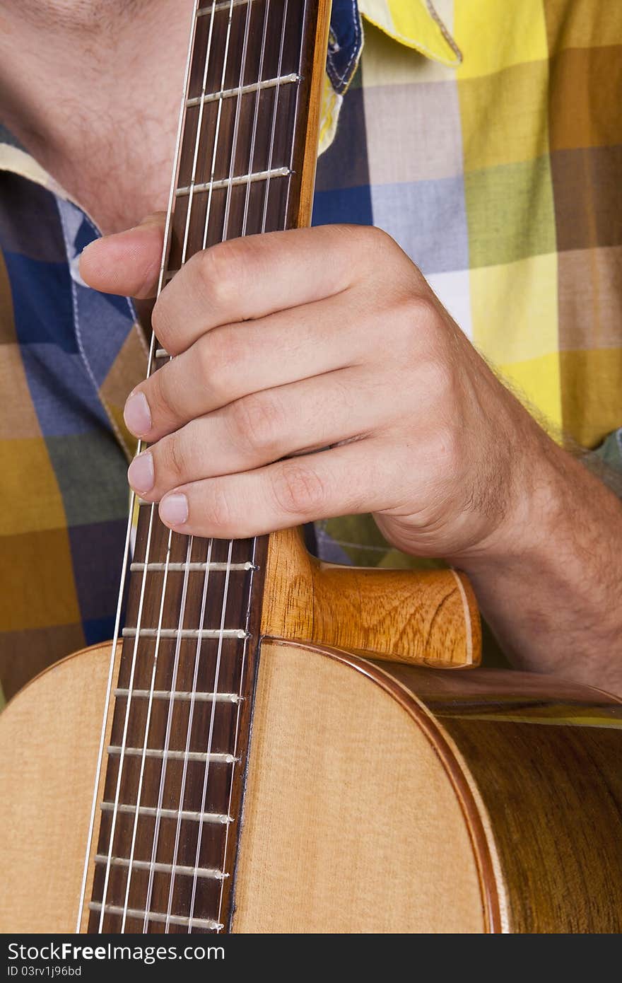 Really great shot capturing detail of a guitarist