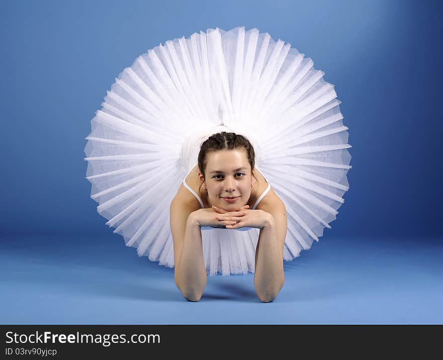 Ballet dancer lying in white tutu. Ballet dancer lying in white tutu