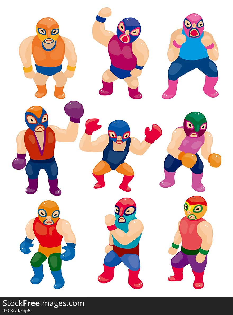 Cartoon wrestler icon,vector,illustration