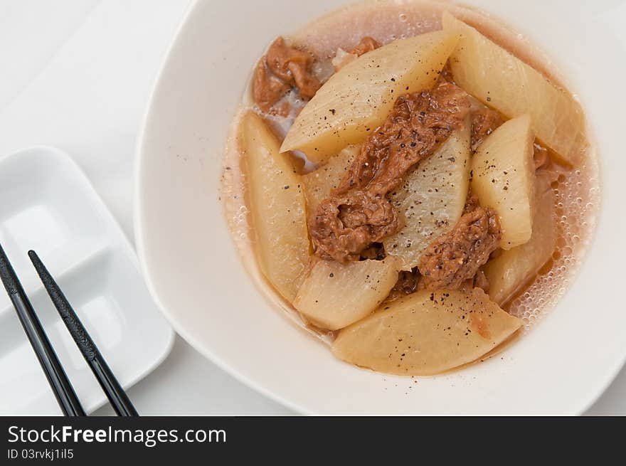 Closeup shot of Chinese vegetarian brewed delicacy. Closeup shot of Chinese vegetarian brewed delicacy.