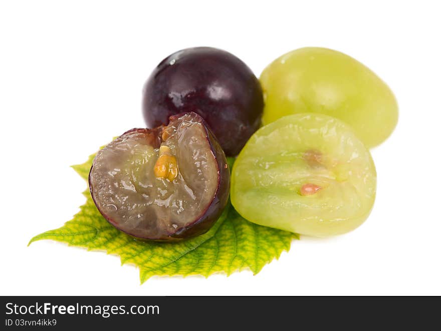 Grapes on a white background