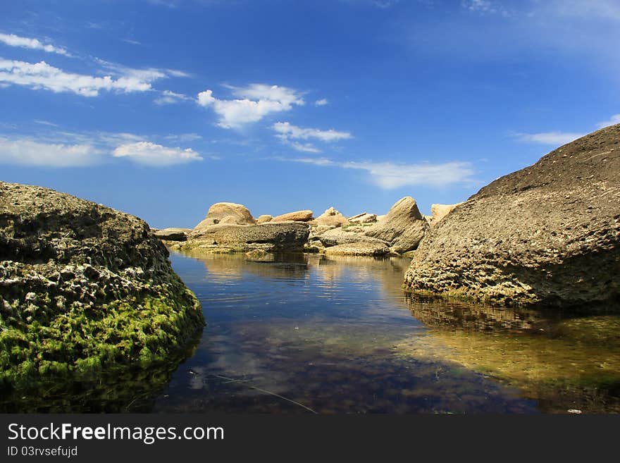 Cape Tub-Karagan in the Caspian Sea. Cape Tub-Karagan in the Caspian Sea.