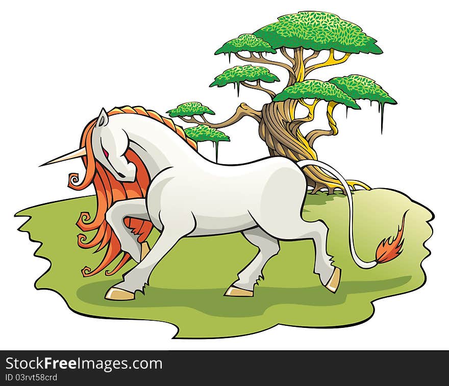 Mythical Unicorn In The Enchanted Forest