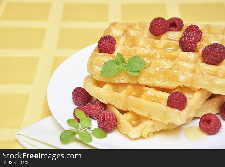 Waffles with honey