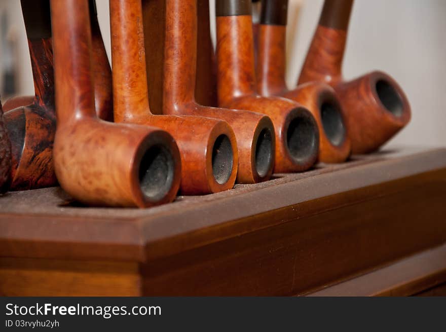 Series of briar pipes for smoking old-fashioned