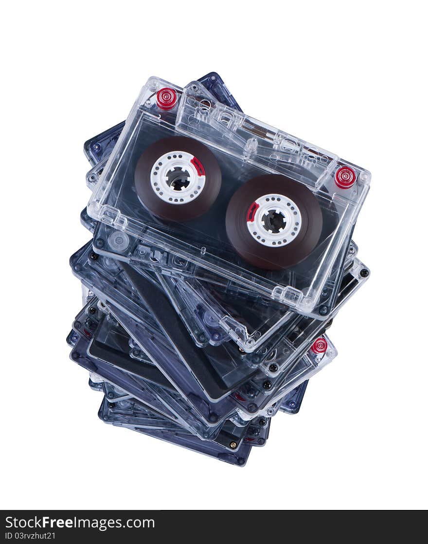 Audio cassettes isolated.