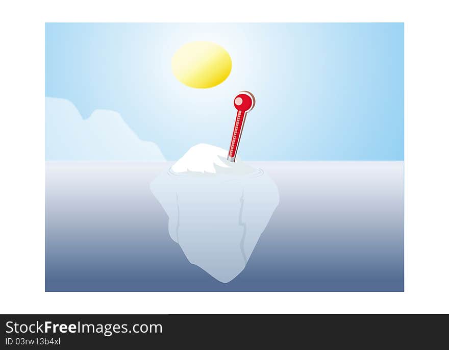 Cartoon illustration of an iceberg global warming