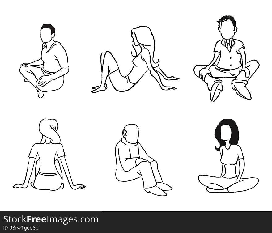 Sitting people outline