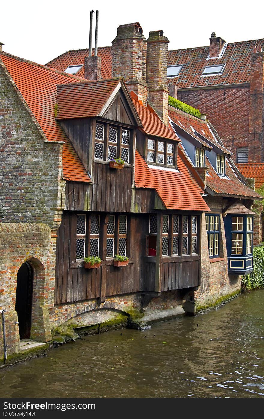 Classic view of channels of Bruges