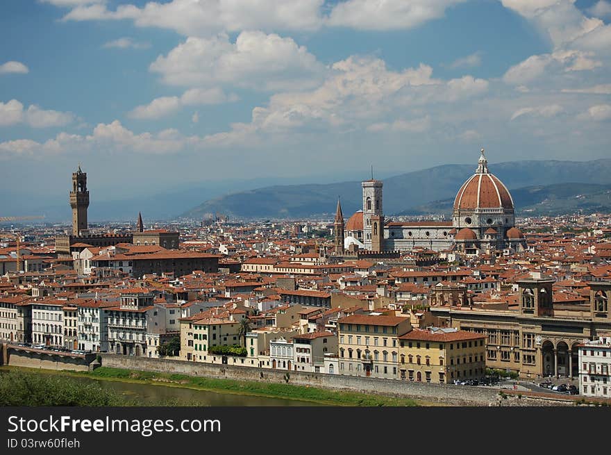 A view of Florence, Tuscany, Italy taken from Piazzale Michelangelo