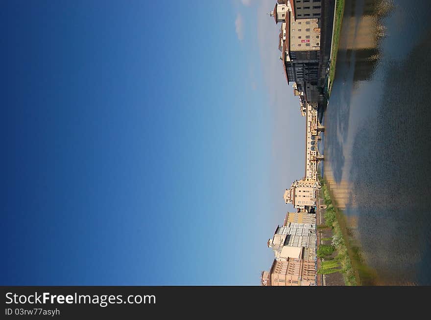 A view down the Arno River to the Ponte Vecchio