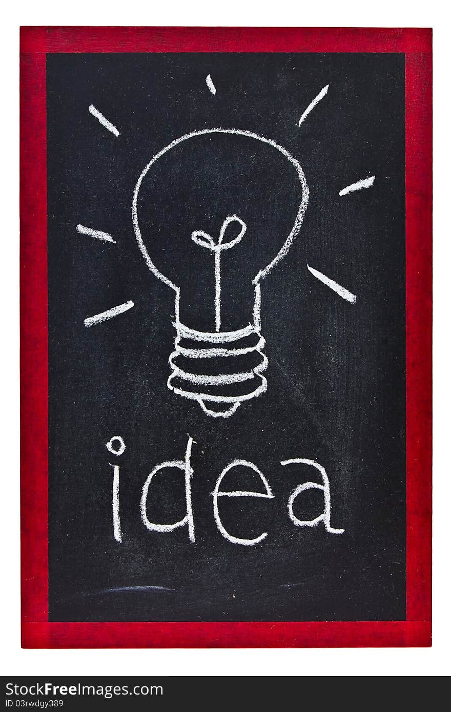 Bulb and idea written on blackboard. Bulb and idea written on blackboard