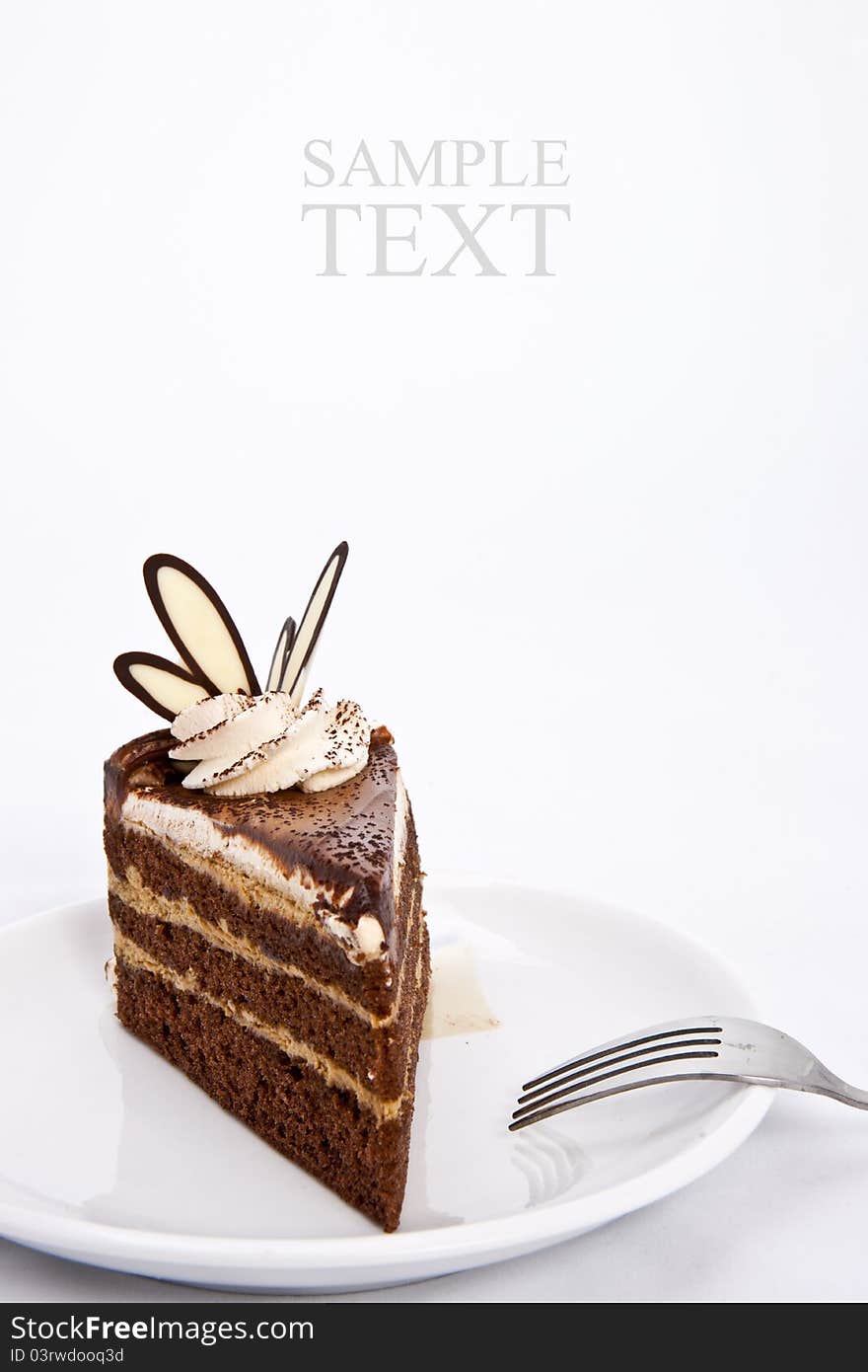 Three Layers Chocolate Cake Isolated background