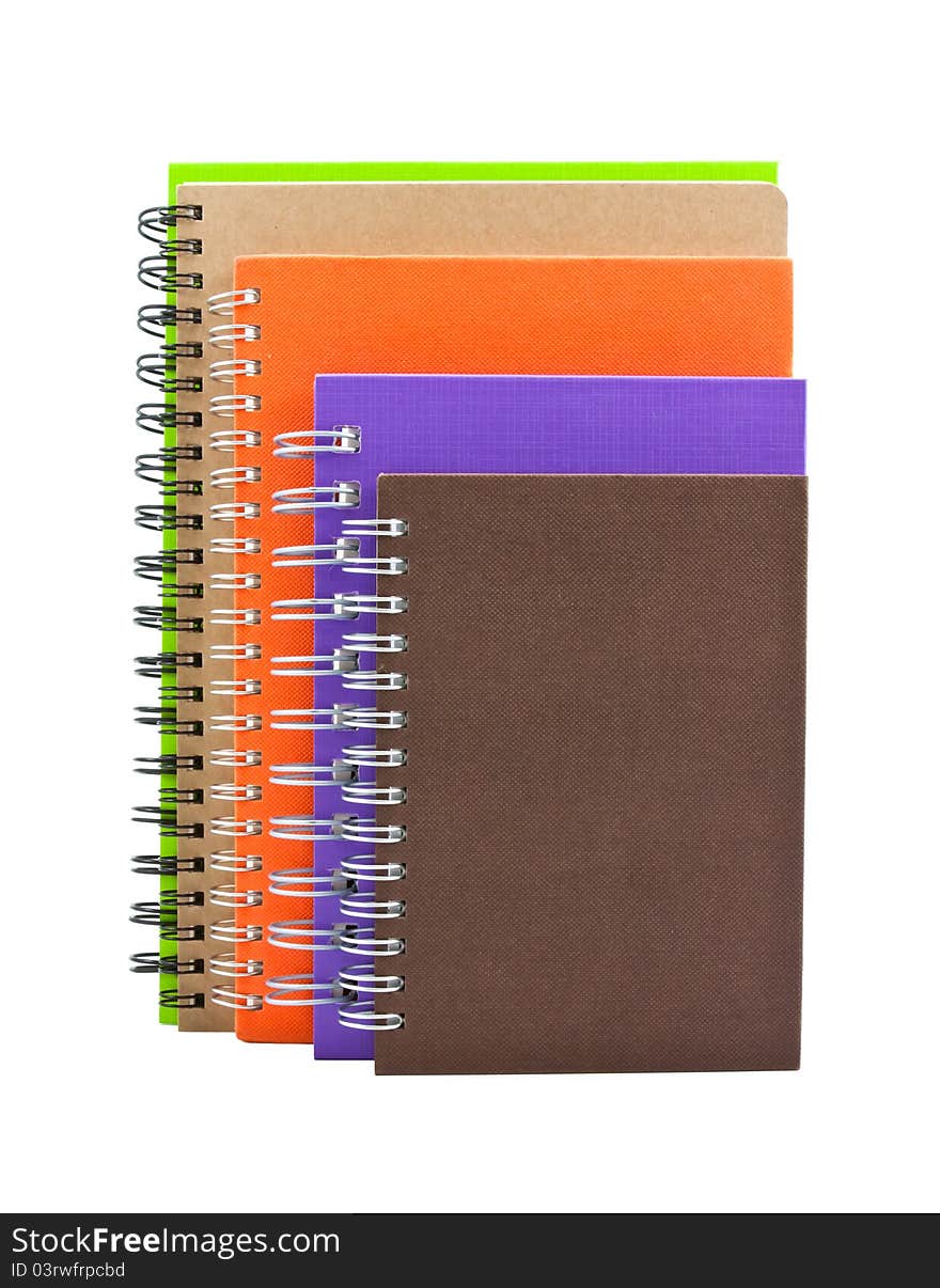 Stack of notebook on white background, office equipment