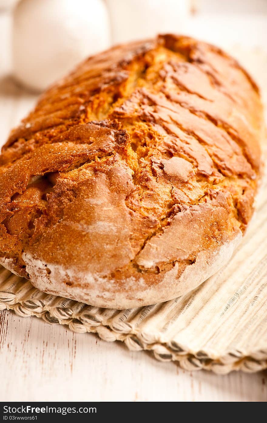 Closeup of rustic loaf of bread