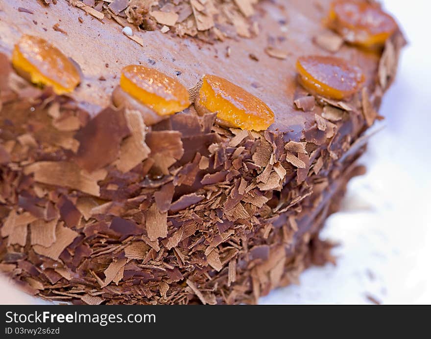 Birthday truffle cake whit orange,sweet,dessert