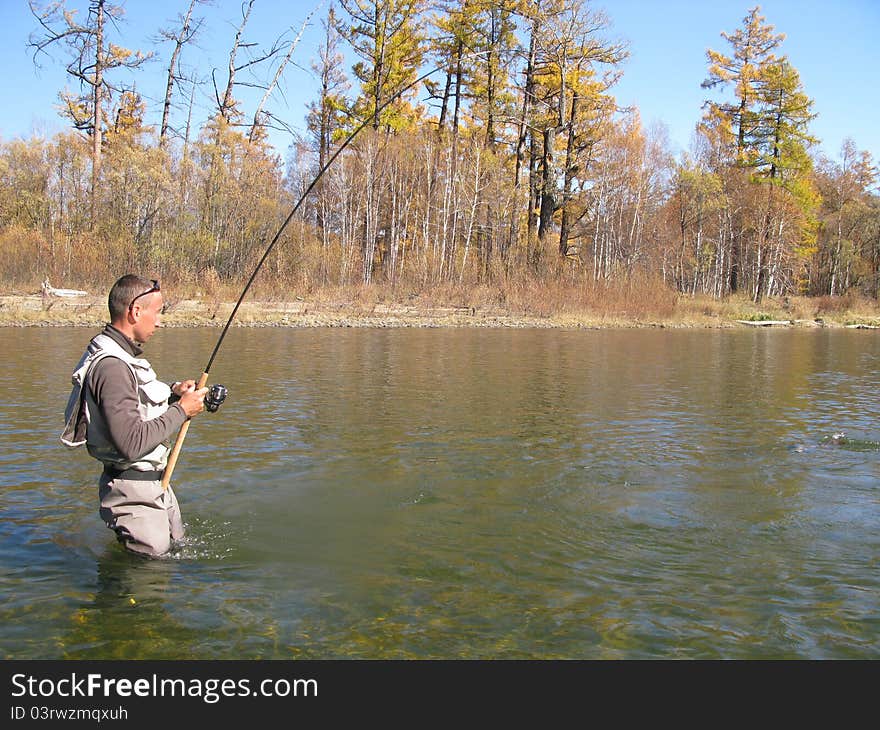 Fishing - fisherman catched big fish