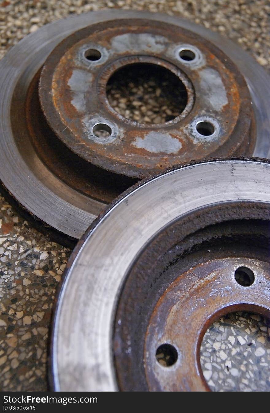 Old brake disc of car´s wheel. Old brake disc of car´s wheel