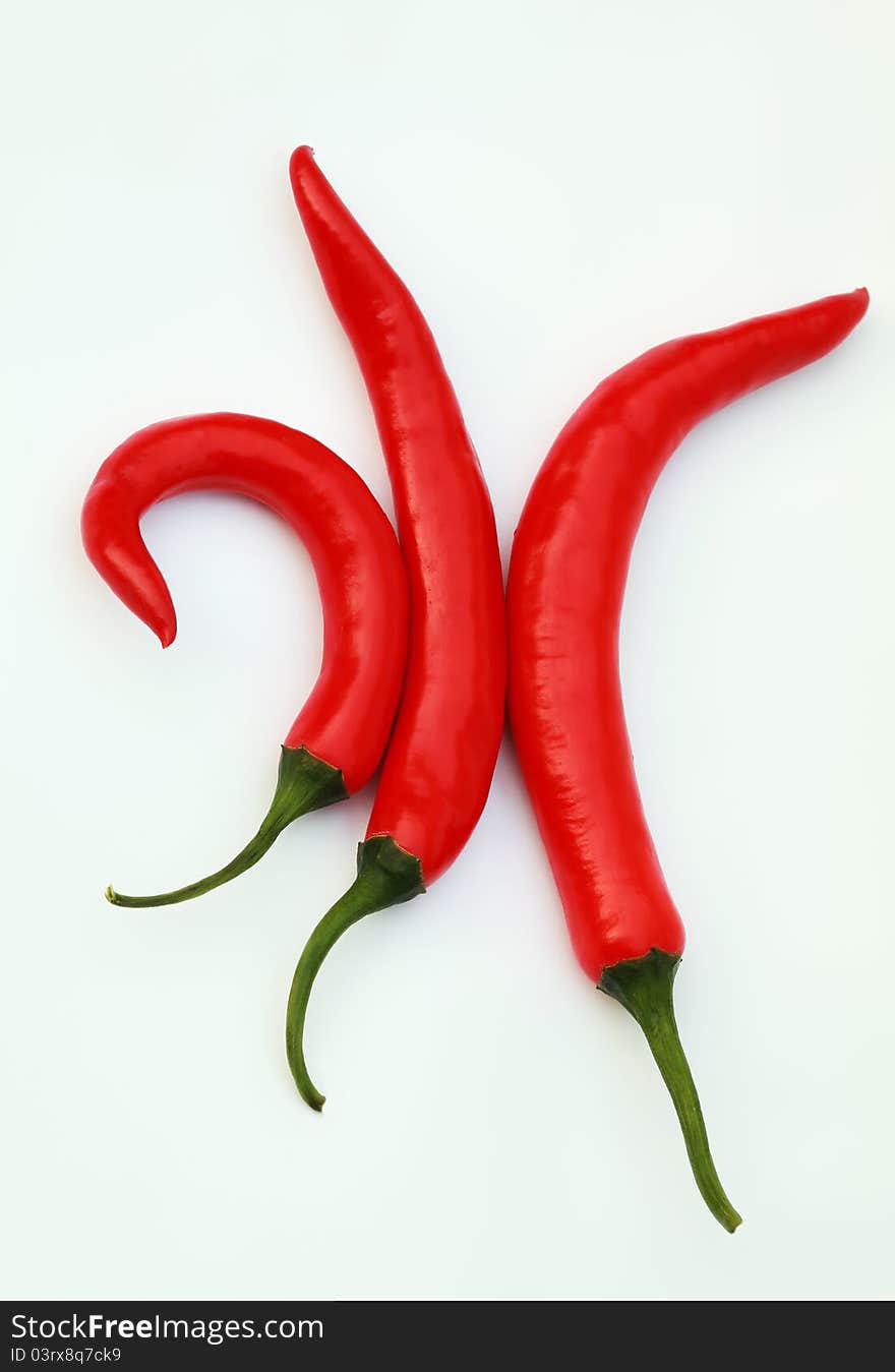 Red chilli isolated on white background