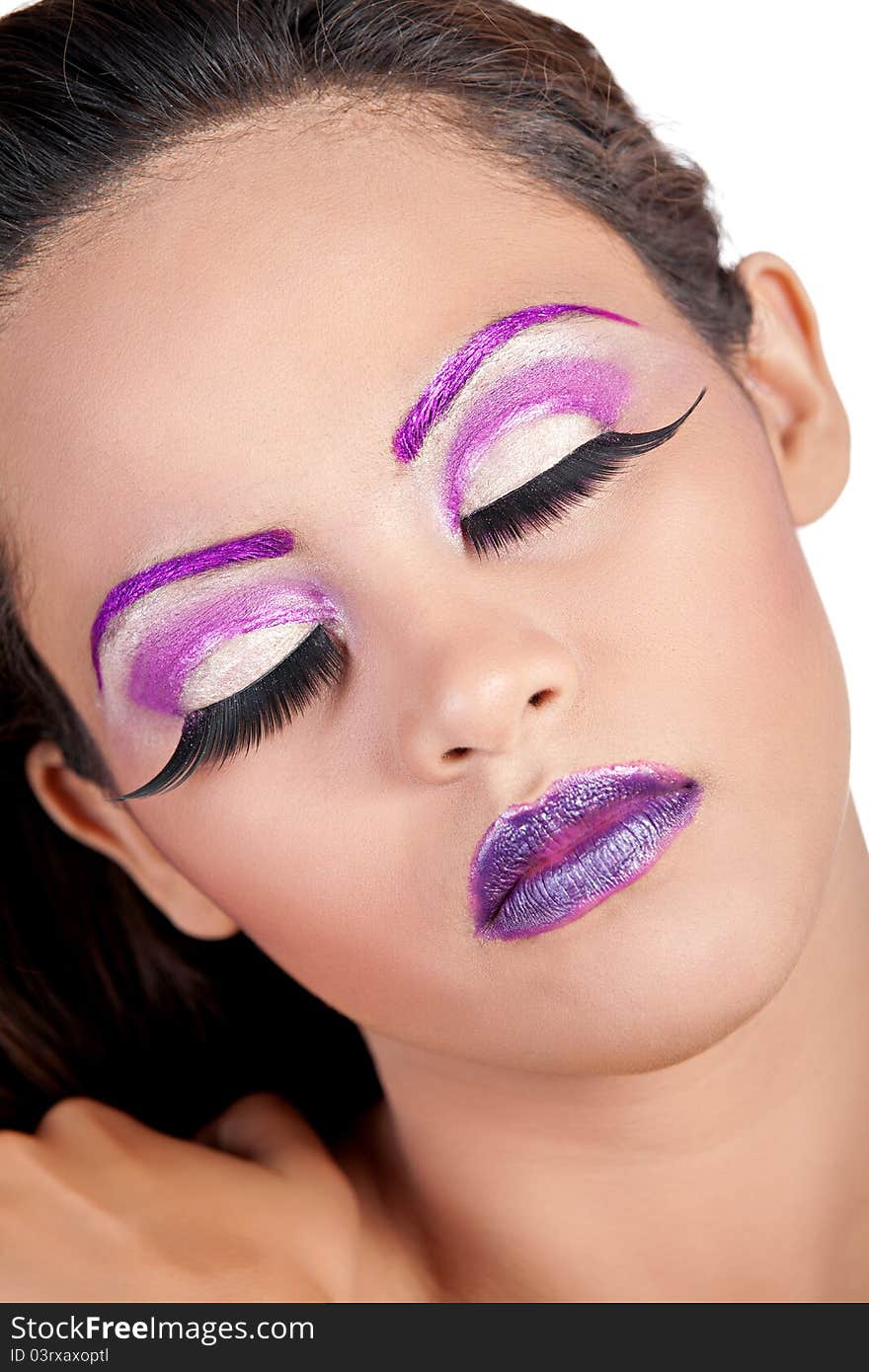 Asian Female With Purple Makeup