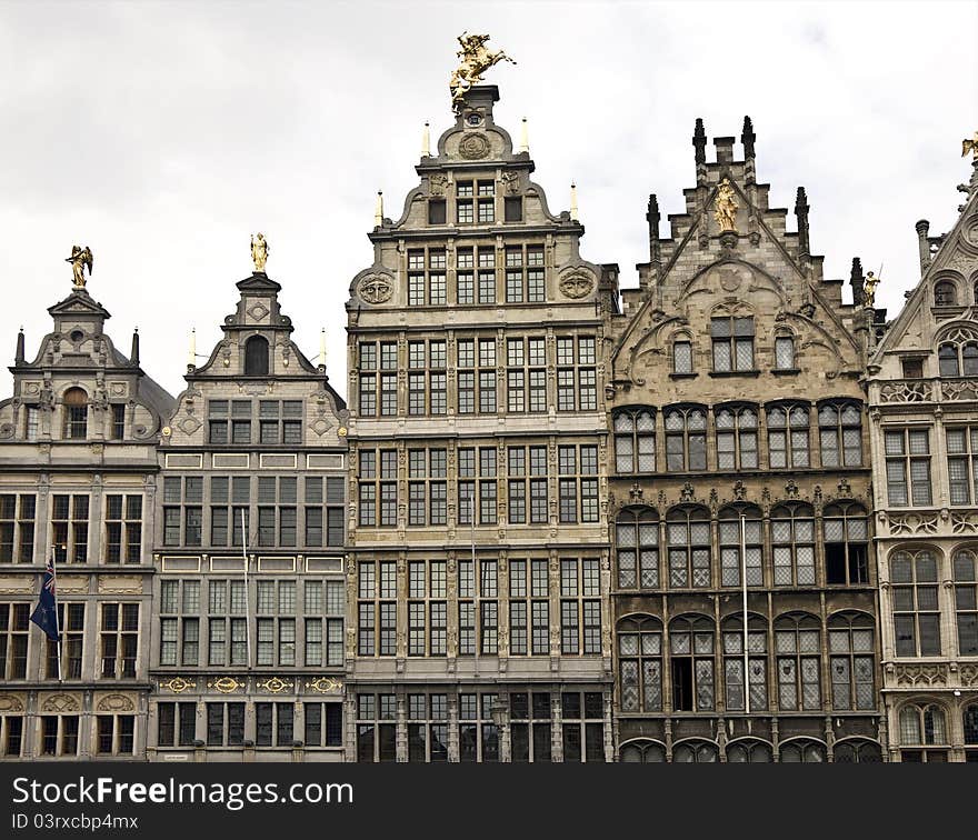 Historic buildings on the market square in Antwerp. Historic buildings on the market square in Antwerp