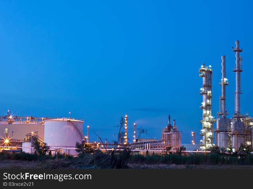 Petrochemical plant blue sky background