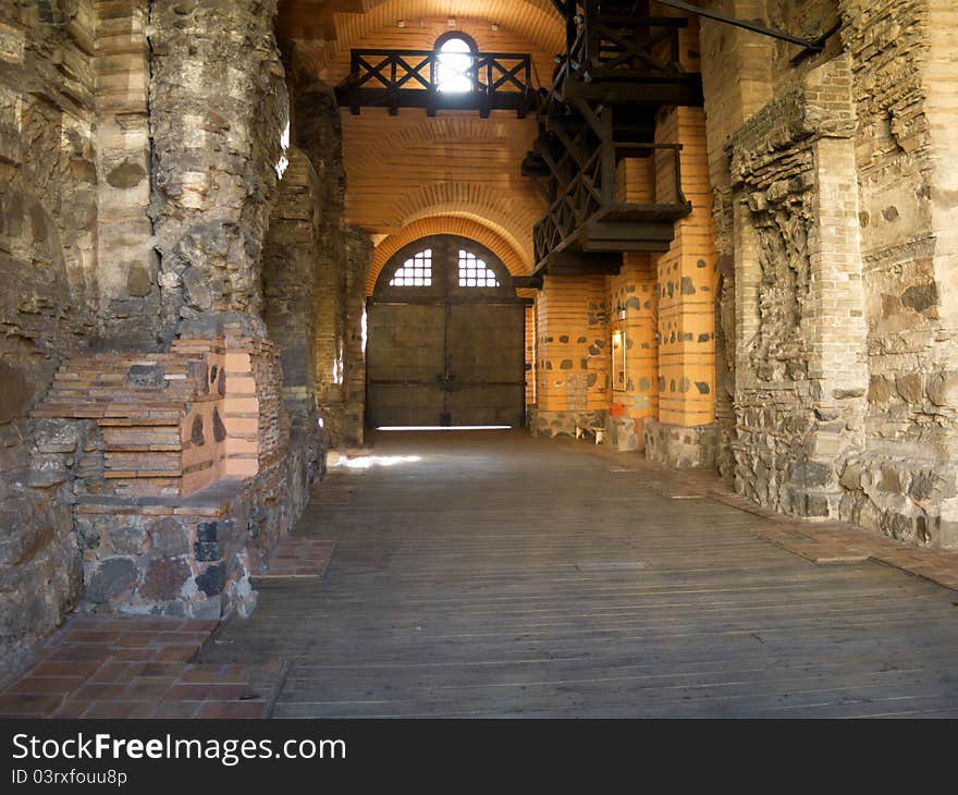 Inner courtyard in an ancient castle.