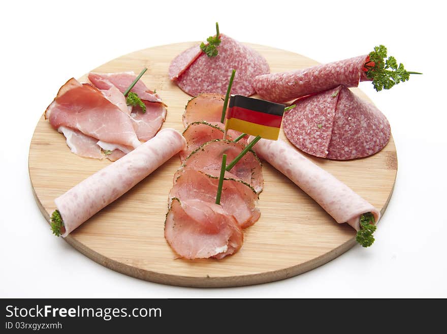 Ham with salami and herbs