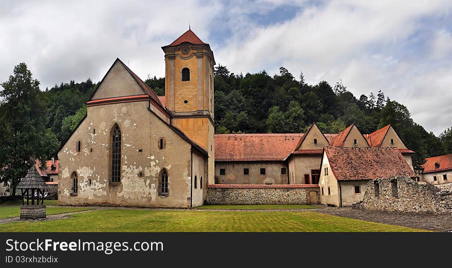 Famous architecture of Cerveny klastor (Red Cloister) in Slovakia.