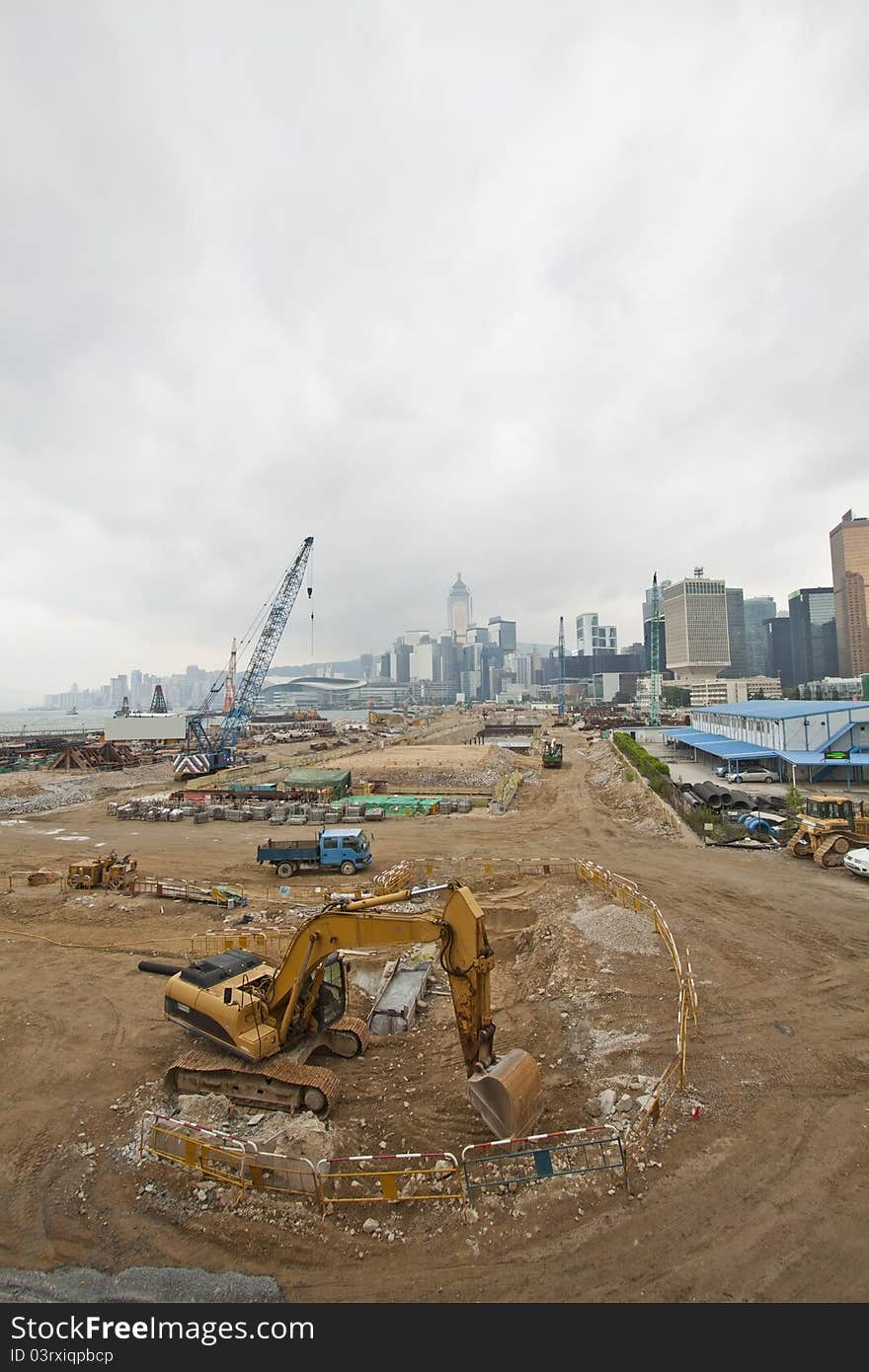 Construction site for new highway in Hong Kong