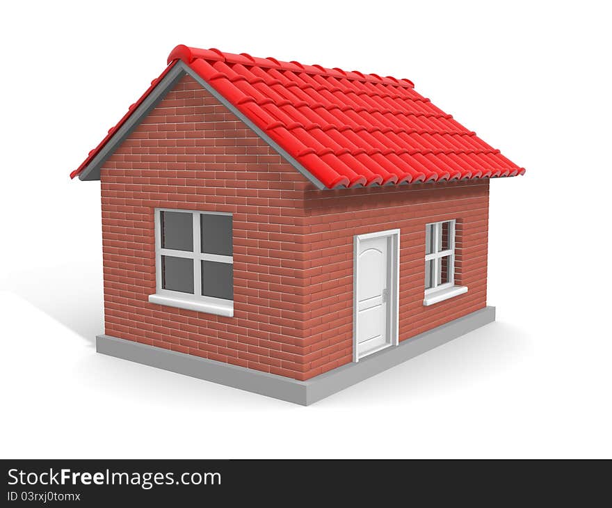 A brick house. This is a 3d render illustration