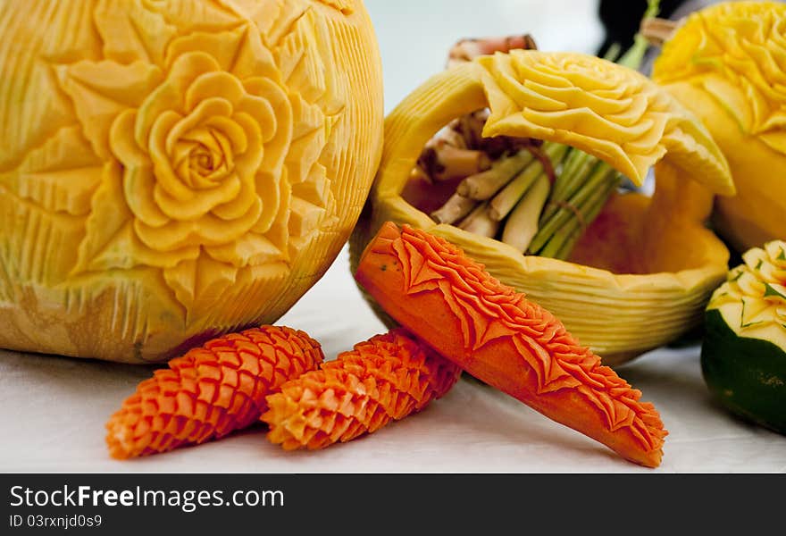 Beautifully carved pumkins