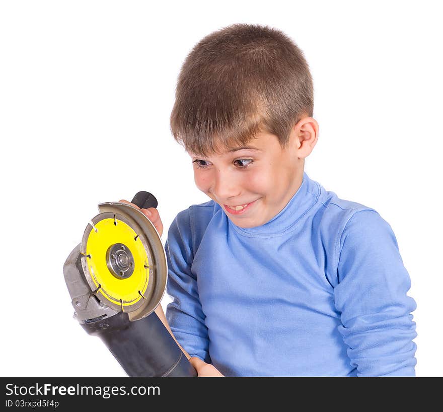 Boy with a grinder