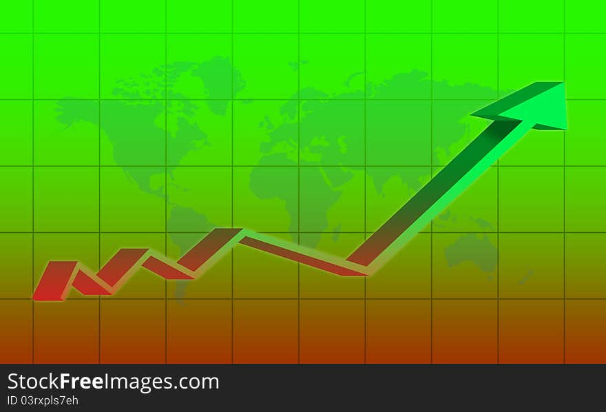 A statistic and green world map. A statistic and green world map