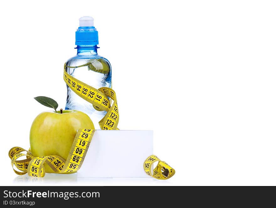 Bottled water for healthy life over a white background