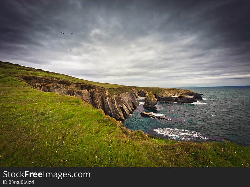 Ireland, Cliffs Under Dramatic Sky, Loop Head