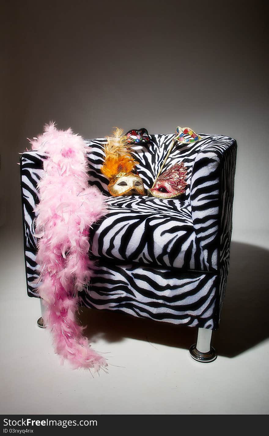 Bright Masquerade Masks On Retro Chair