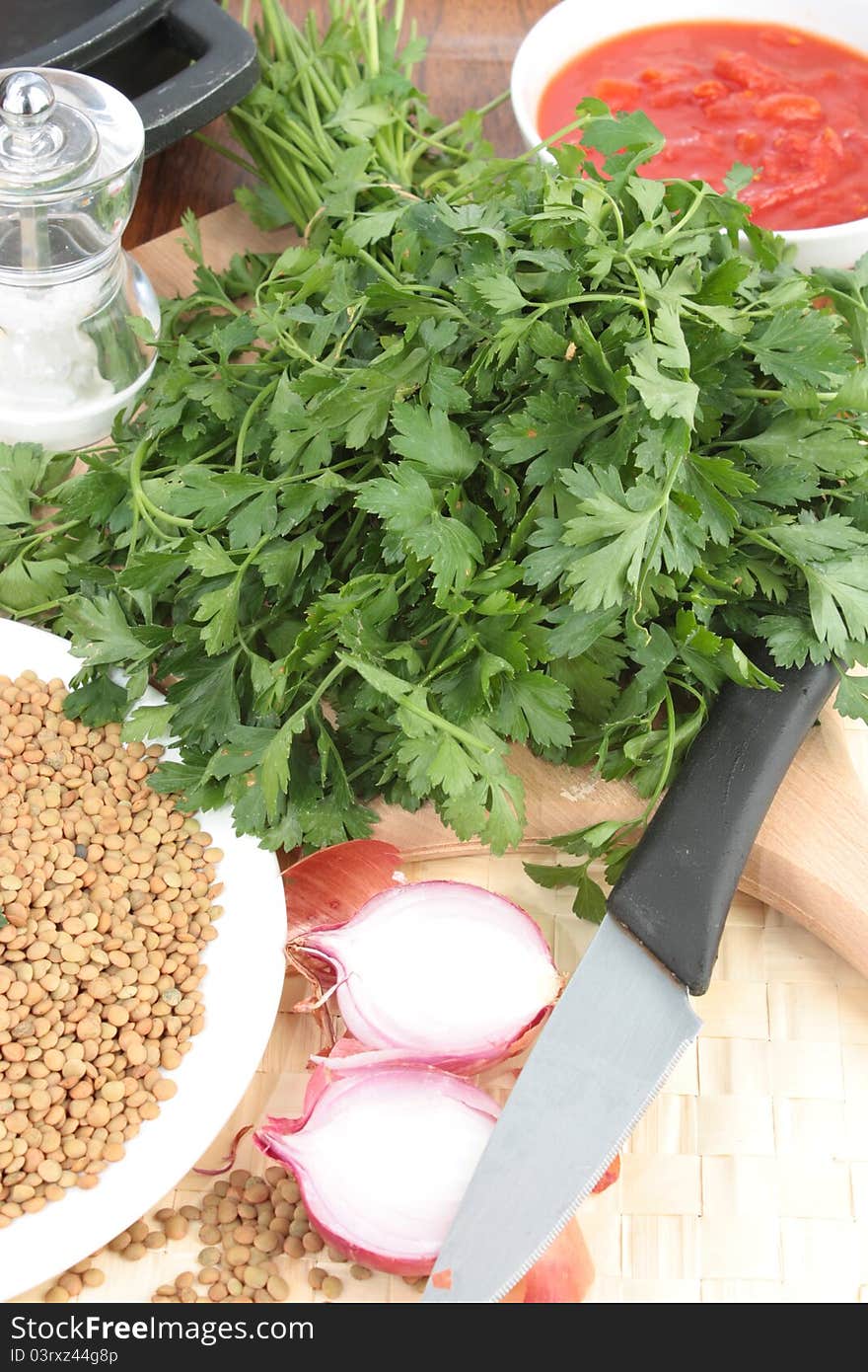 Parsley and soup ingredients