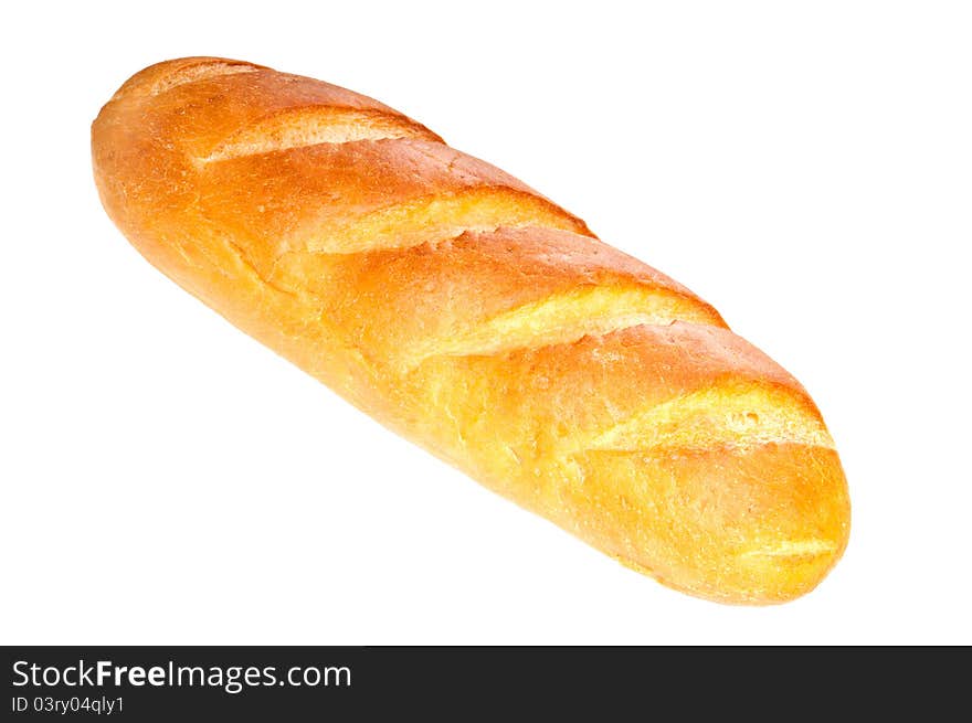 Long Loaf Bread  On White Background