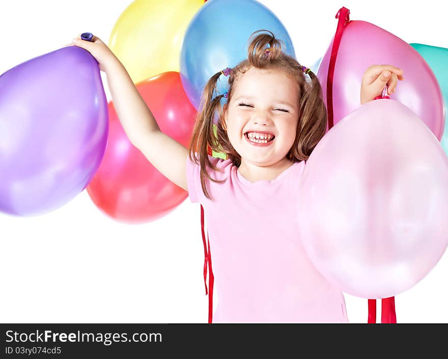 Foto-little girl holding balloons. Foto-little girl holding balloons