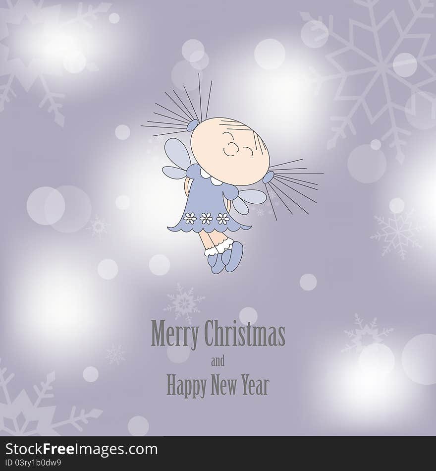 Christmas greeting card with dreaming girl, vector illustration. Christmas greeting card with dreaming girl, vector illustration